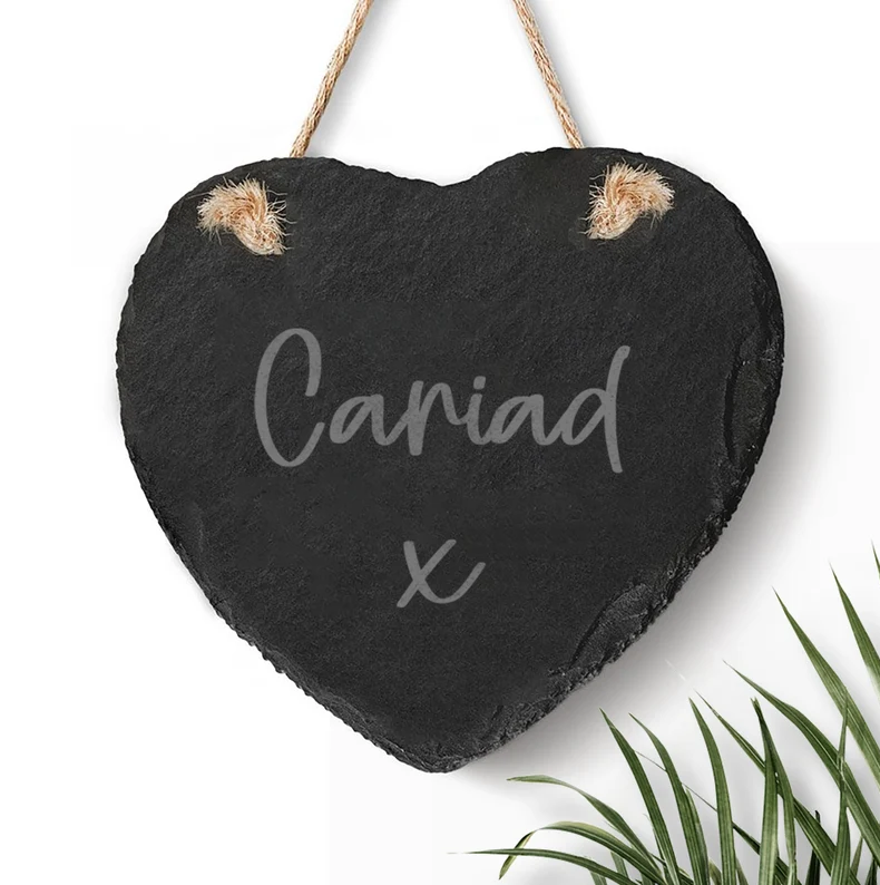 CARIAD Welsh Slate Hanging Heart