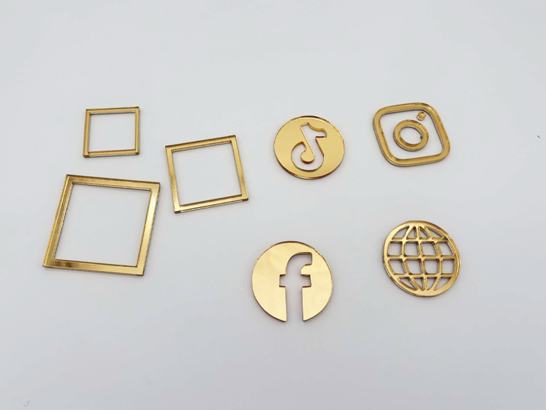 Social Media Icons - Mirrored Gold