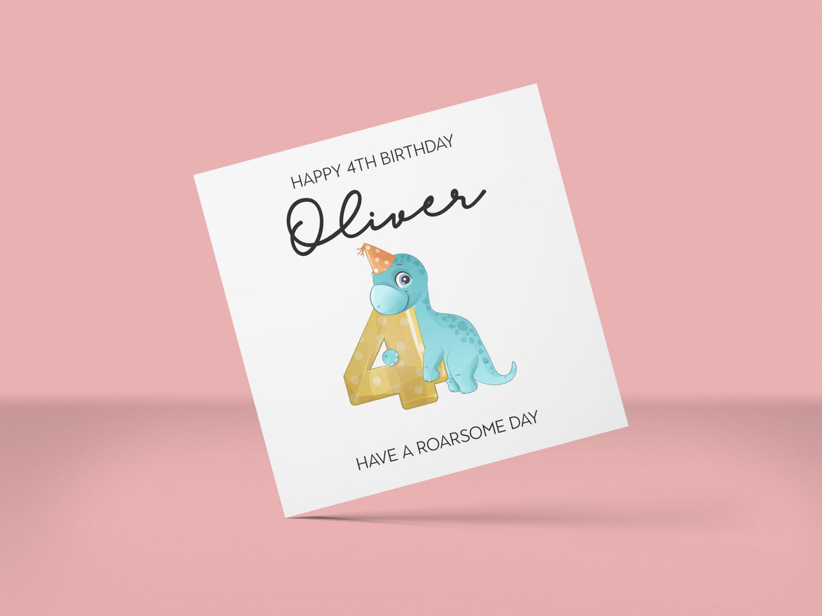Dinosaur Fourth Birthday Card