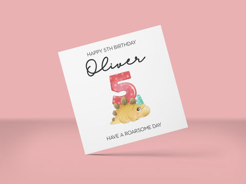 Dinosaur Fifth Birthday Card