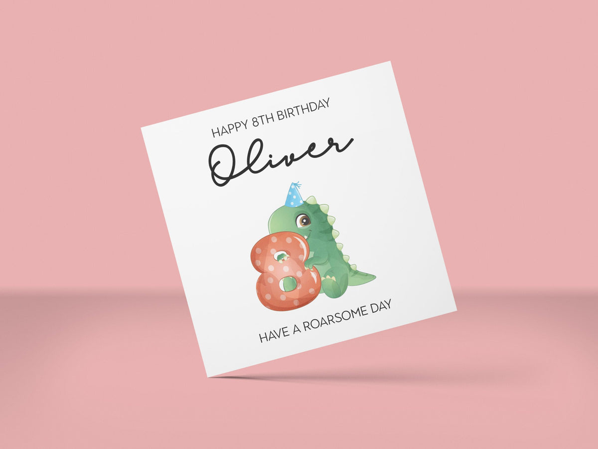 Dinosaur Eighth Birthday Card