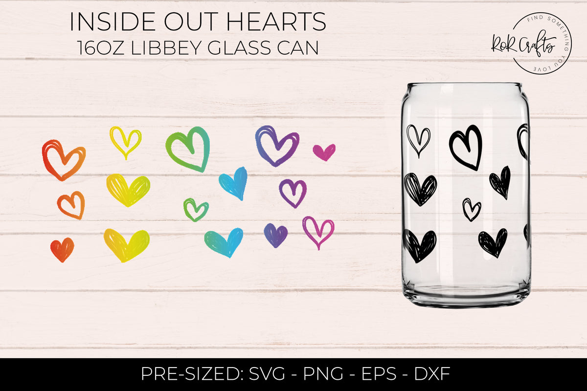 16oz Libby Glass Inside Out Hearts