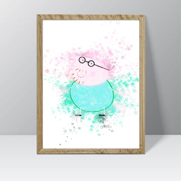 Peppa Pig (Daddy Pig) - Watercolour Splash Print