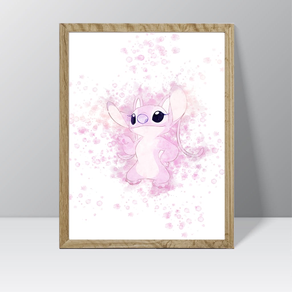 Lilo &amp; Stitch (Angel) - Watercolour Splash Print