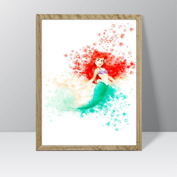 Disney Princesses (Ariel) - Watercolour Splash Print