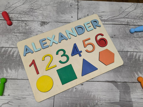Numbers Shapes Personalised Name Puzzle
