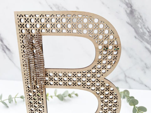 Rattan Lettered Earring Stand