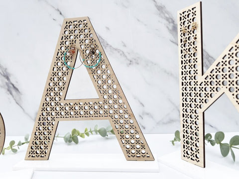 Rattan Lettered Earring Stand