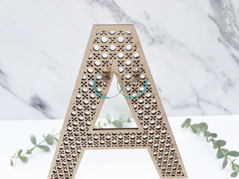 Rattan Lettered Earring Stand
