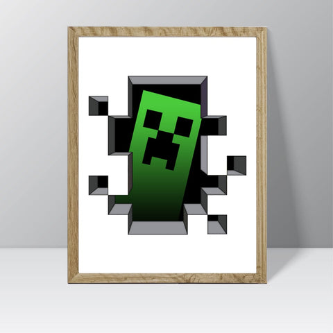 Minecraft Print (Landscape All Characters) - Watercolour Splash Print