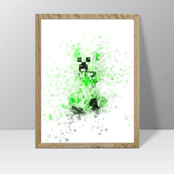 Minecraft Print (Creeper Alone) - Watercolour Splash Print