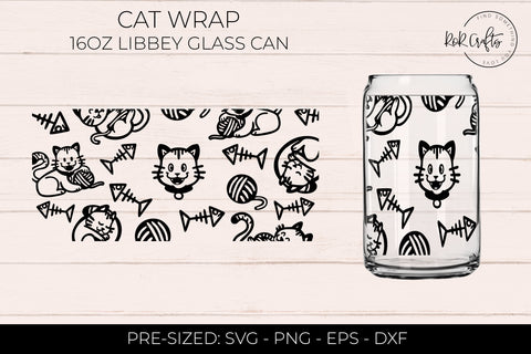 16oz Libby Glass Cat Wrap