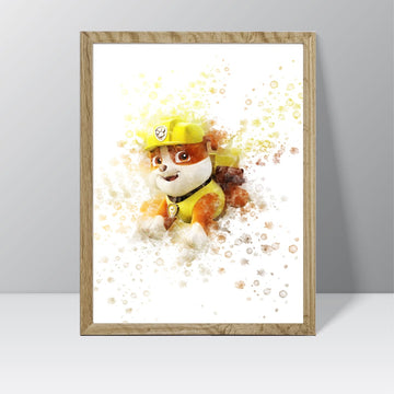 Paw Patrol (Rubble) - Watercolour Splash Print