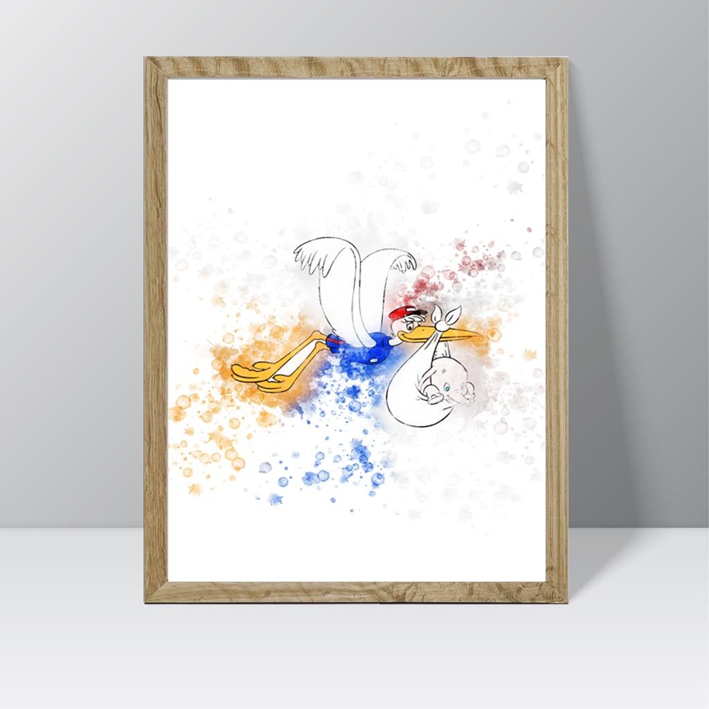 Dumbo (Stork) - Watercolour Splash Print